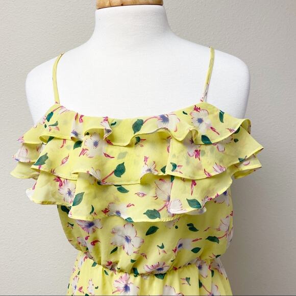Umgee Ruffle Floral Star Dress Yellow Size M - Picture 2 of 8